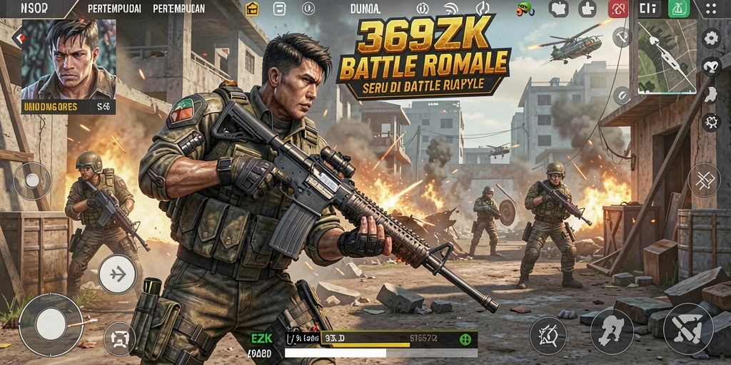 Tangkapan layar gameplay 369ZK yang menampilkan aksi Battle Royale yang intens.
