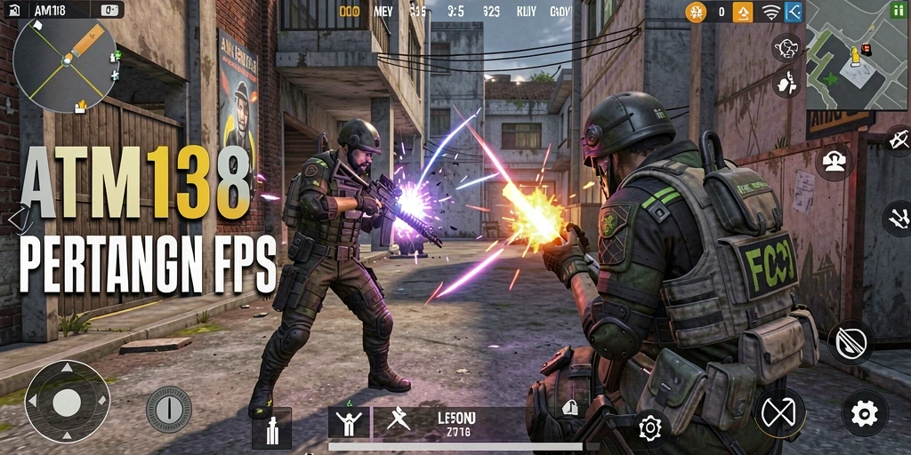 Tampilan gameplay intens dari ATM138 yang penuh aksi FPS.