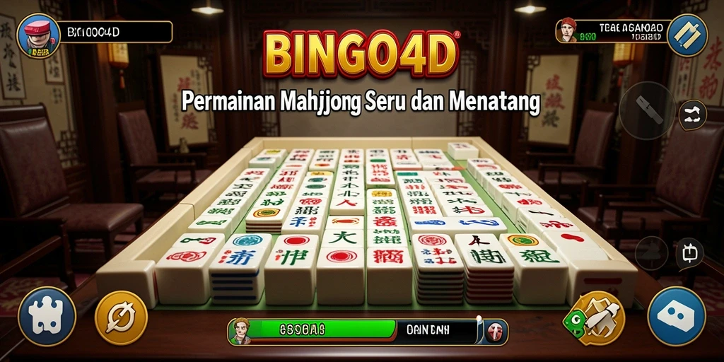 Screenshot BINGO4D menampilkan gameplay Mahjong yang seru dan interaktif.