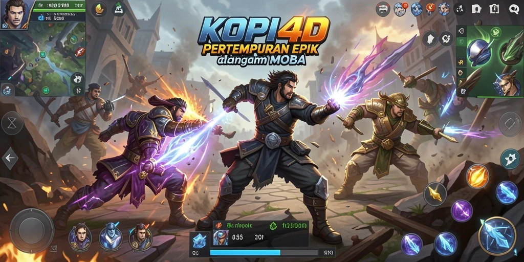 Tampilan utama gameplay KOPI4D dengan pertarungan menarik.