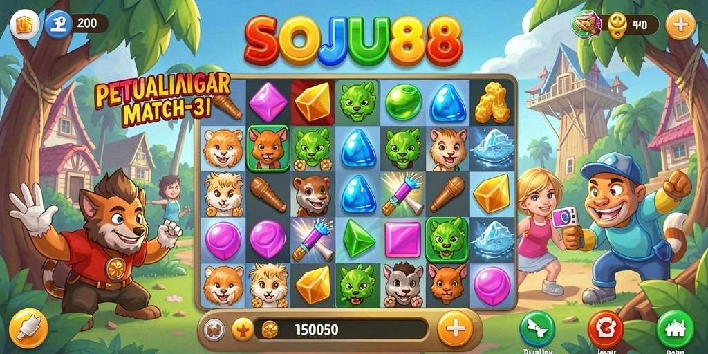 Tampilan gameplay seru dari SOJU88 dalam kategori Match-3.