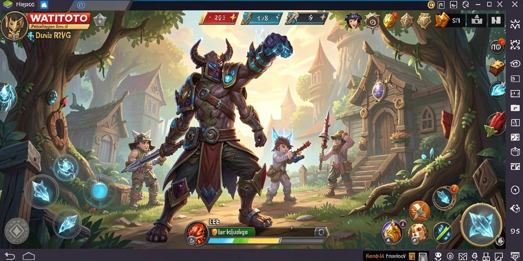 Tampilan gameplay seru dalam WATITOTO dengan aksi RPG yang mendebarkan.