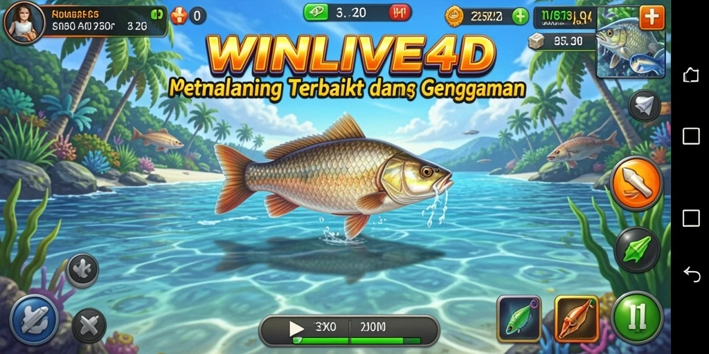 Tangkapan ikan besar di gameplay WINLIVE4D yang mengesankan.
