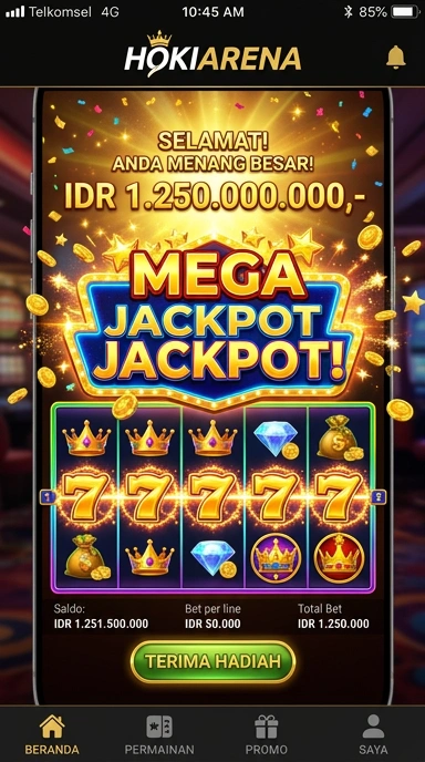 Tampilan utama aplikasi Hokiarena yang menarik dan user-friendly.